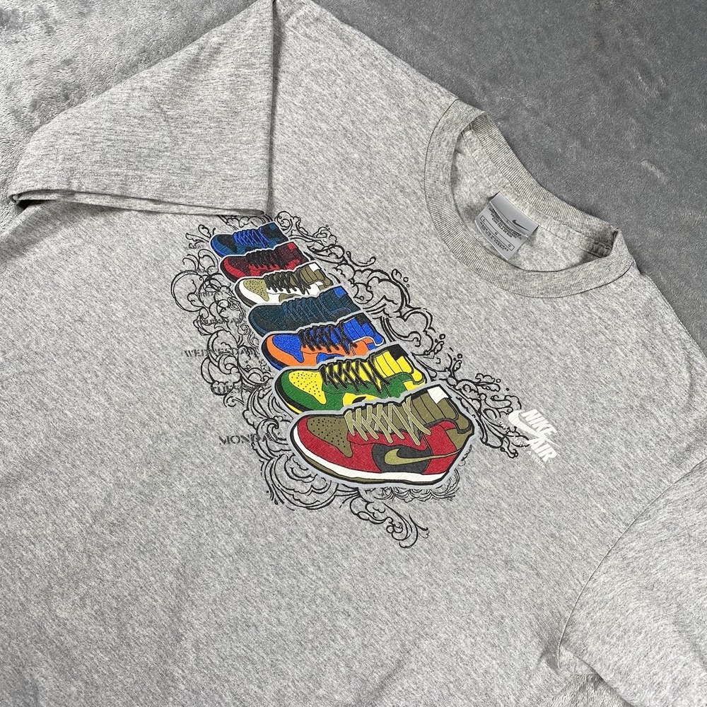 Vintage Nike Shirt Mens Size L Grey Dunk Jam 7‎ Days A Week Tee Skater Y2K Shoes